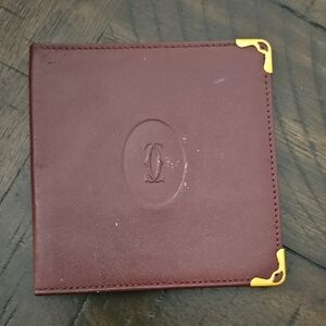 Cartier Burgundy Leather Card & Key Holder with Gold Corner Accents